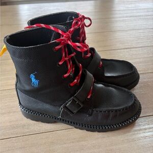 Polo by Ralph Lauren High II Black Boots with Red and Blue Accents